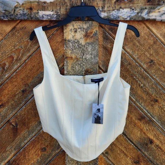 NWT Sincerely Jules Faux Corset Crop Tank Top - Picture 2 of 4